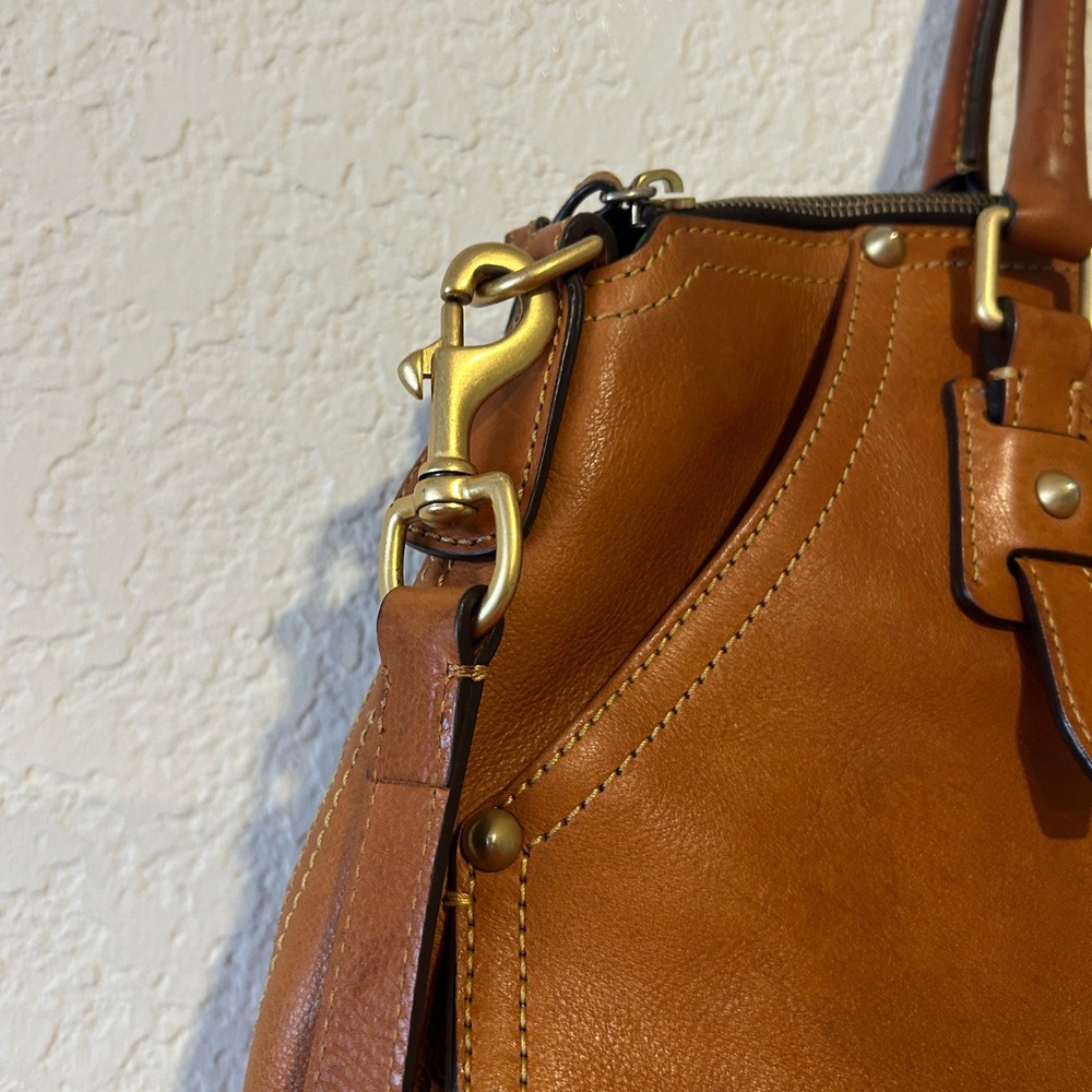 Dooney & Bourke Florentine Clayton Satchel Chestnut Leather Crossbody Handbag - Picture 8 of 16